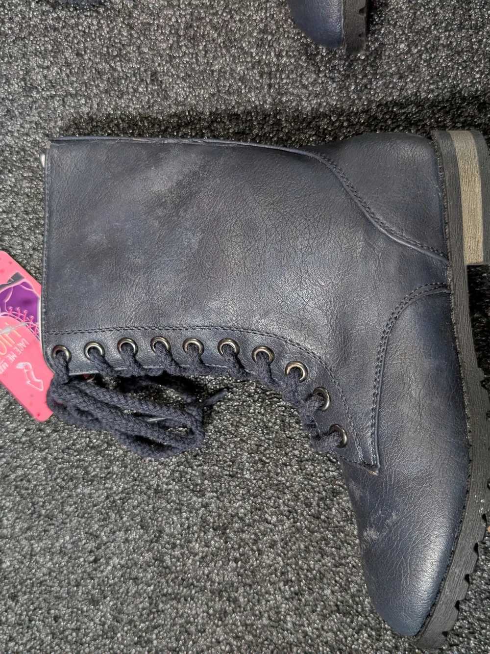 Skechers Girls Navy Lace-Up Combat Boots